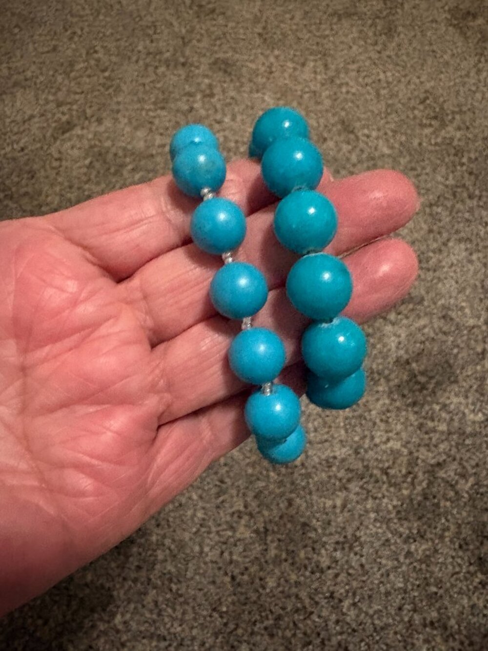 Set of Two Turquoise Blue Bead Stretchy Bracelets